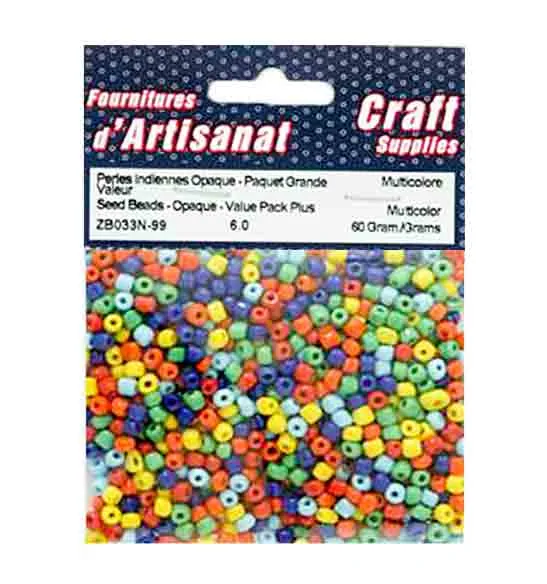 Perles indiennes (6/0), opaques multicolores
