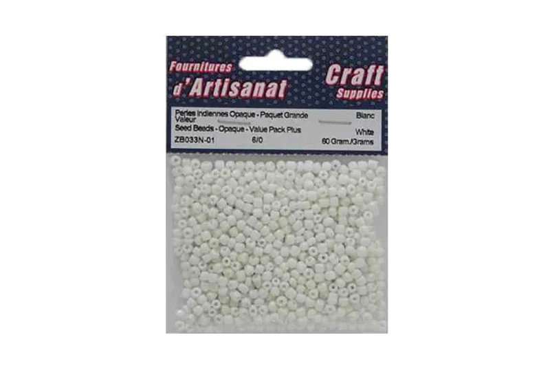 Perles indiennes (6/0), opaques blanches