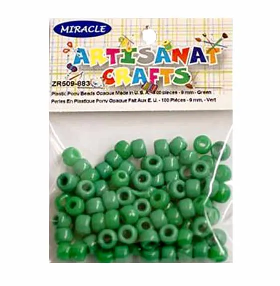 Perles en plastique (9mm.) vertes opaques
