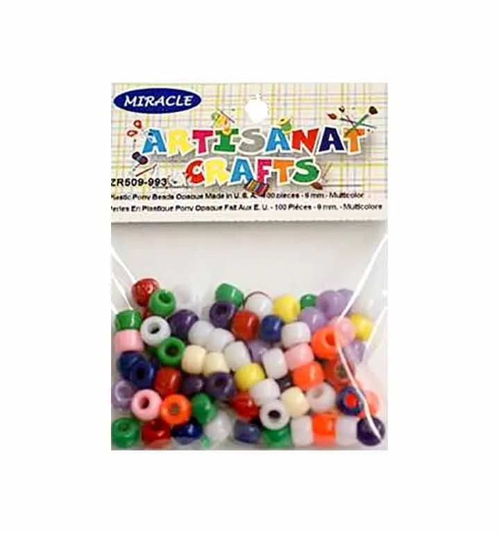 Perles en plastique (9mm.) multicolores opaques