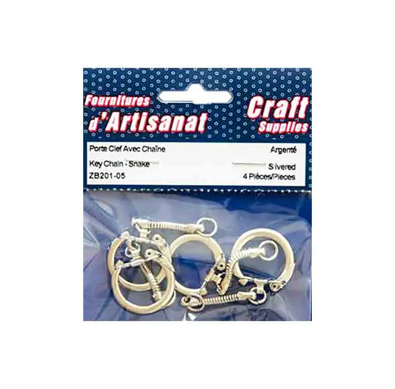 Anneaux/porte clés avec chaine, argent