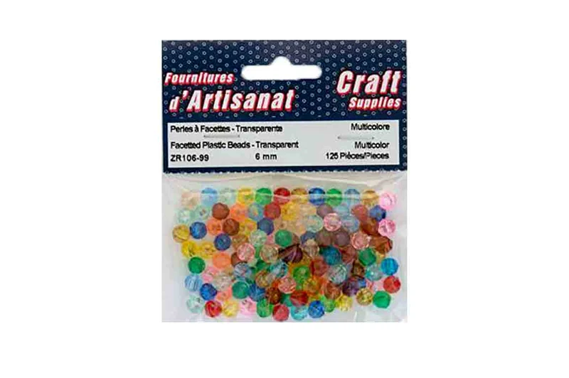 Perles à facettes, rondes, transparentes multicolores