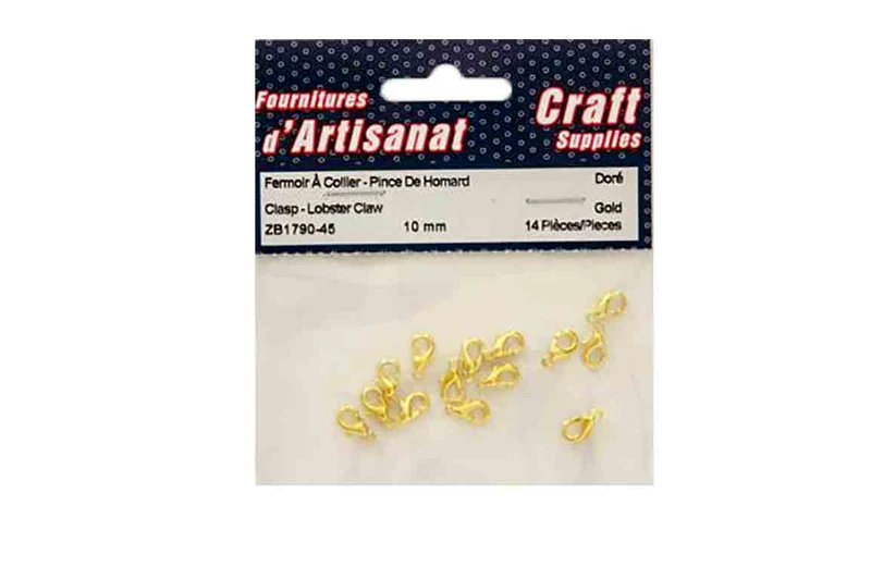 Fermoirs à bijoux, pinces de homard 10mm.