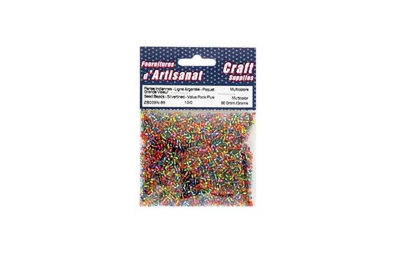 Perles indiennes ( 10/0) avec lignes argentées, multicolores