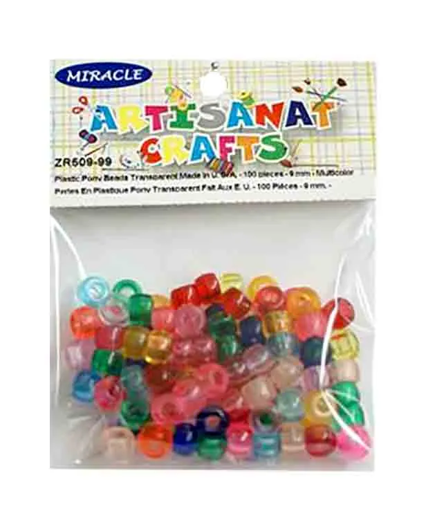 Billes fabrication de bijoux, multicolore, plastique transparent