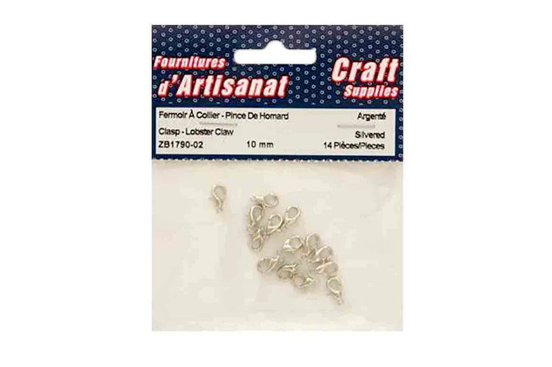 Fermoirs ''pince de homard'' 10mm. argenté
