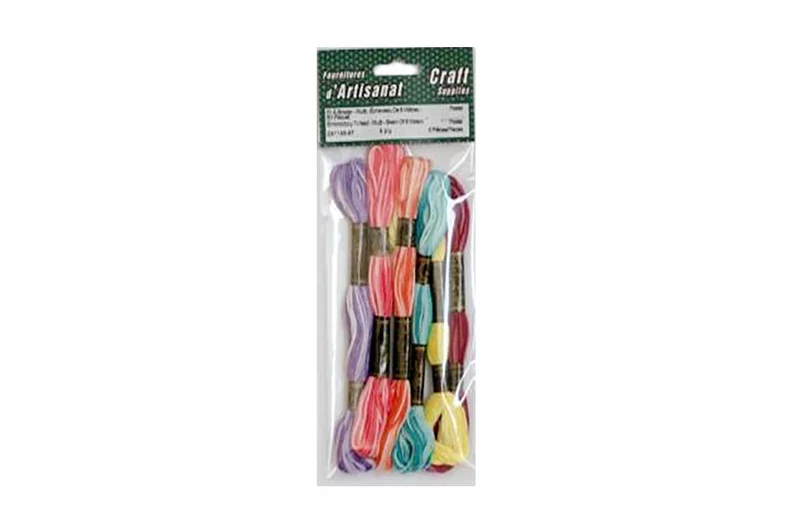 Paquet de 6 écheveau/ fil à broder (8m.), couleurs pastels