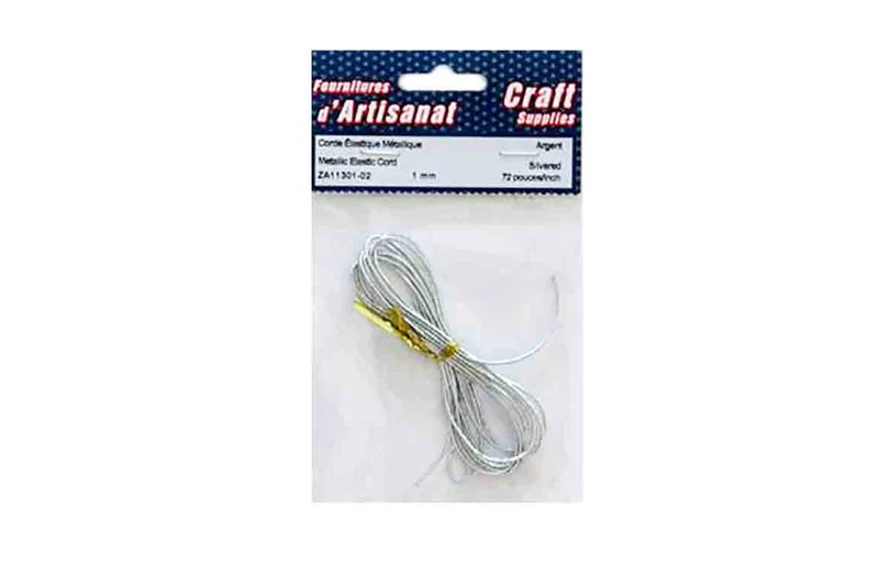 Corde élastique métallique (1mm.) 72 po. argent