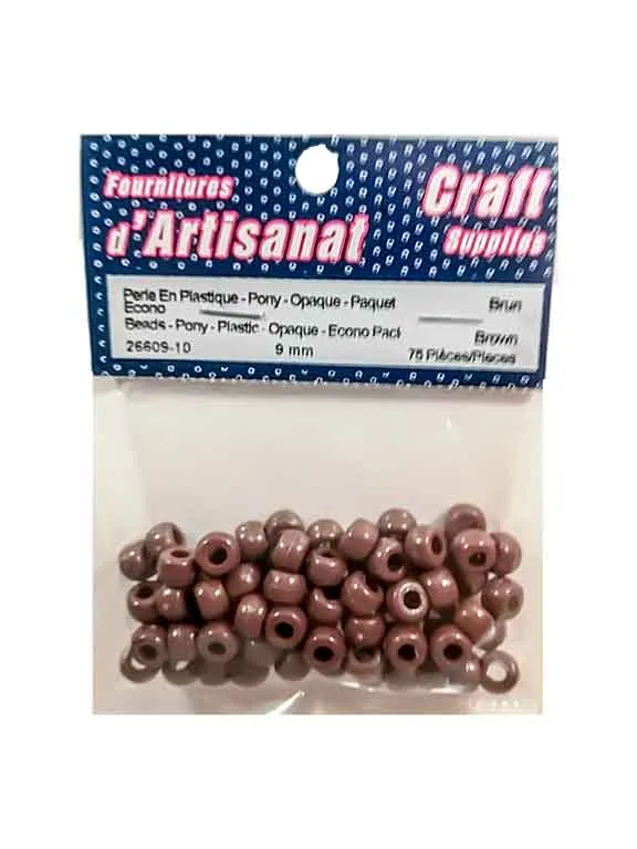Perles (9mm.) en plastique, brunes opaques