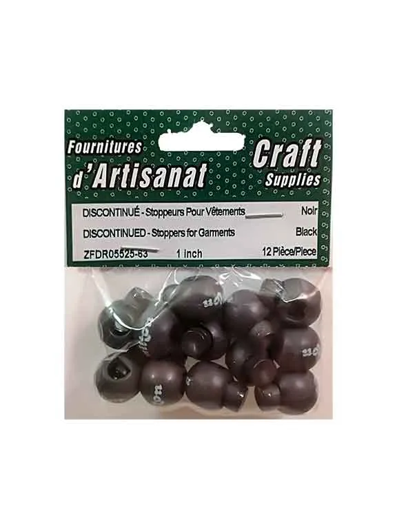 Perles/stoppeurs à ressorts pour cordon, noirs