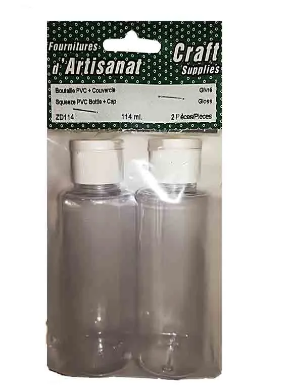 Paquet de 2 bouteilles 114 ml. avec couvercle et capuchon