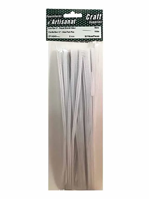 Paquet de cure pipes (12po.) blancs.
