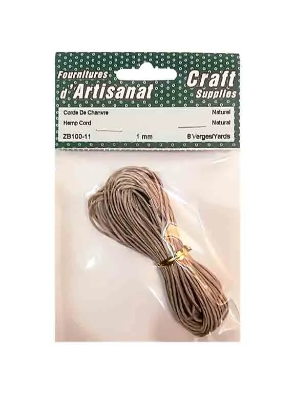 Corde de chanvre (1mm.) couleur naturelle.
