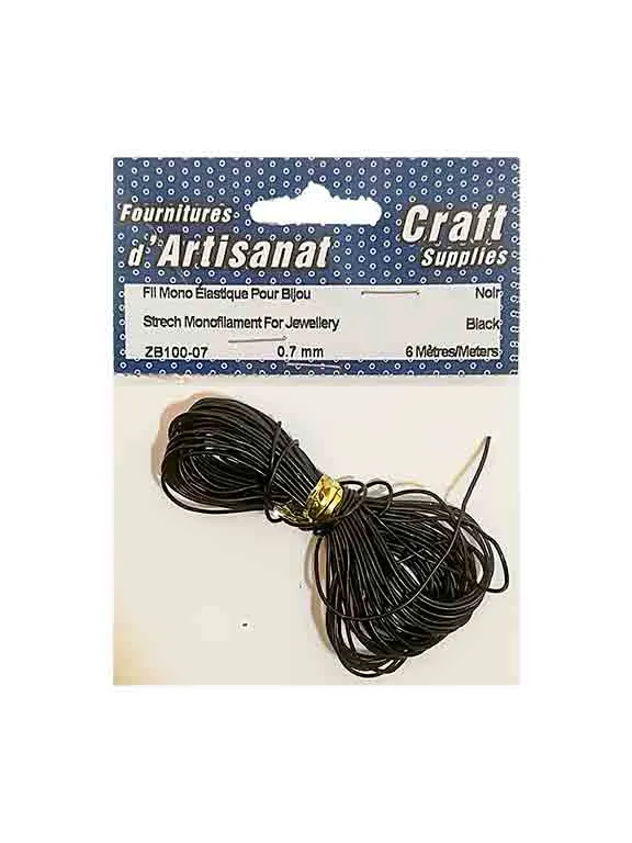 Fil (0.7mm.) élastique, noir