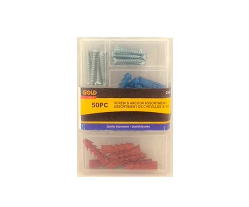 Gold assortiments de vis et chevilles pk50