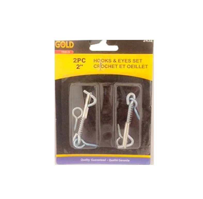 Gold crochets et oeillets 2" pk2