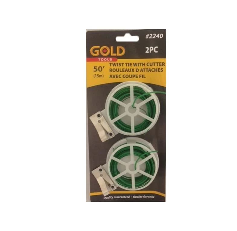 Gold rouleaux de fils d'attaches avec coupe fil 50'