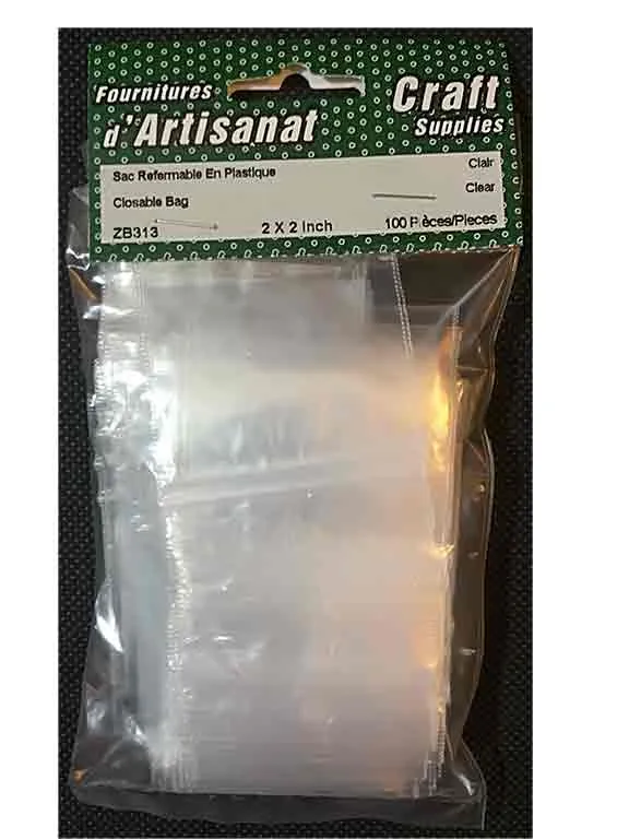 Sacs plastique refermables, 2 x 2 po.