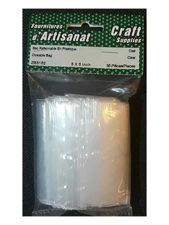 Sacs en plastique refermables, 3x5 po.