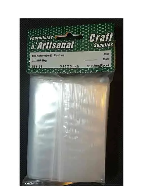 Sacs plastique refermables, 3.75 x 5 po