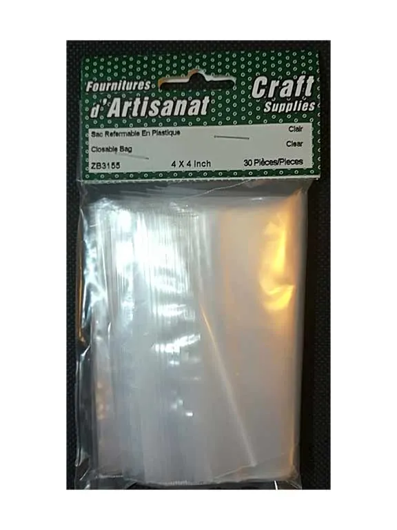 Sacs plastique refermables, 4 x 4 po.