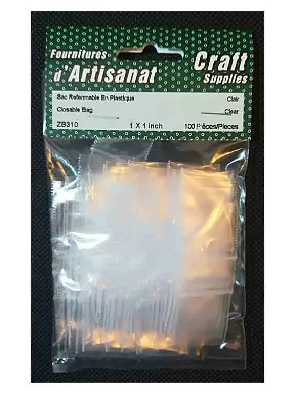 Sacs plastique refermables, 1 x 1 po.