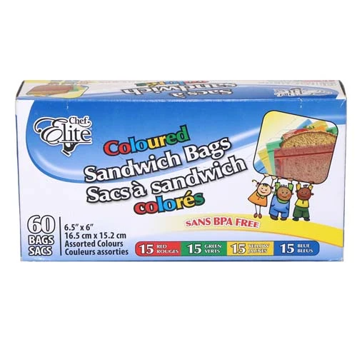 Chef Elite sacs à sandwich colorés pk60