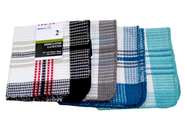 Lavettes à grands carreaux pk2 (coul. asst.)