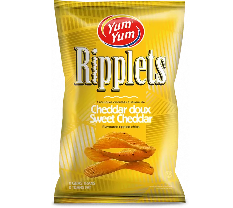 Yum Yum croustilles ripplets cheddar doux 200G