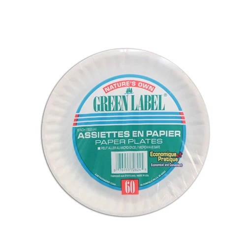 Green Label assiettes en papier 6" pk60