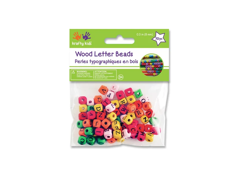 Krafty Kids perles typographique multicol. pk70