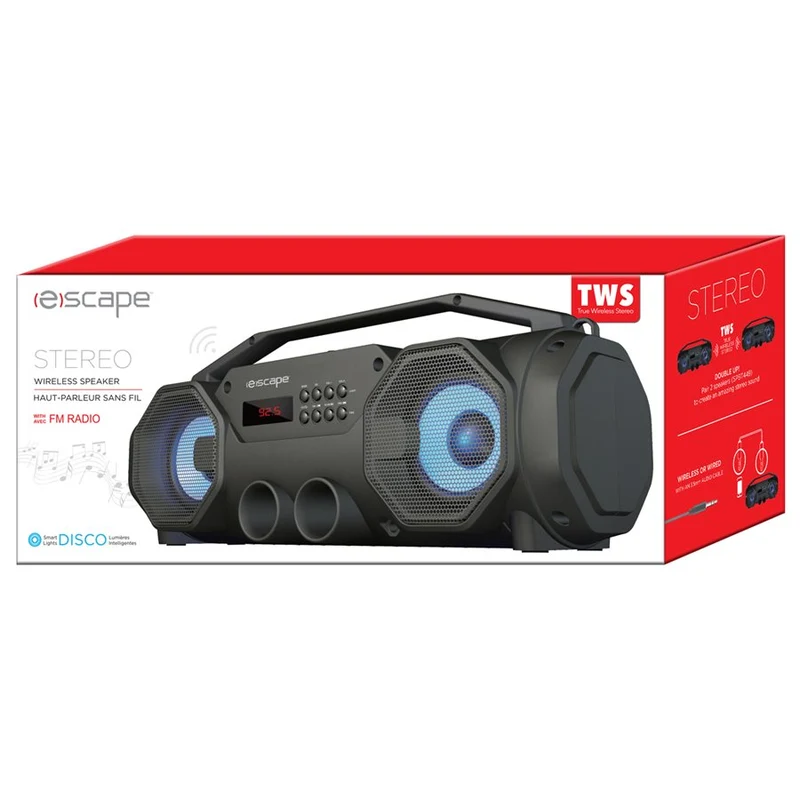 TWS STEREO WIRELESS SPEAKER WITH FM RADIO AND DISCO LED LIGHT