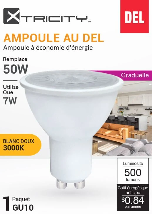 Ampoule DEL GU10 7W 3000K
