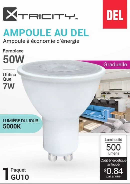 Ampoule DEL GU10 7W 5000K