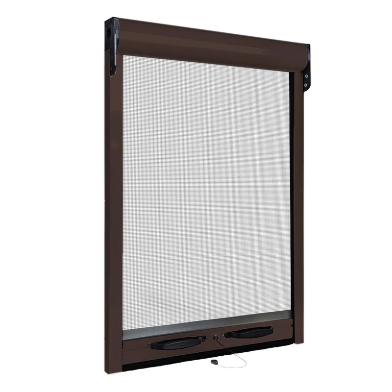 Zanzariera a rullo per finestra scorrevole verticale 80x170cm marrone