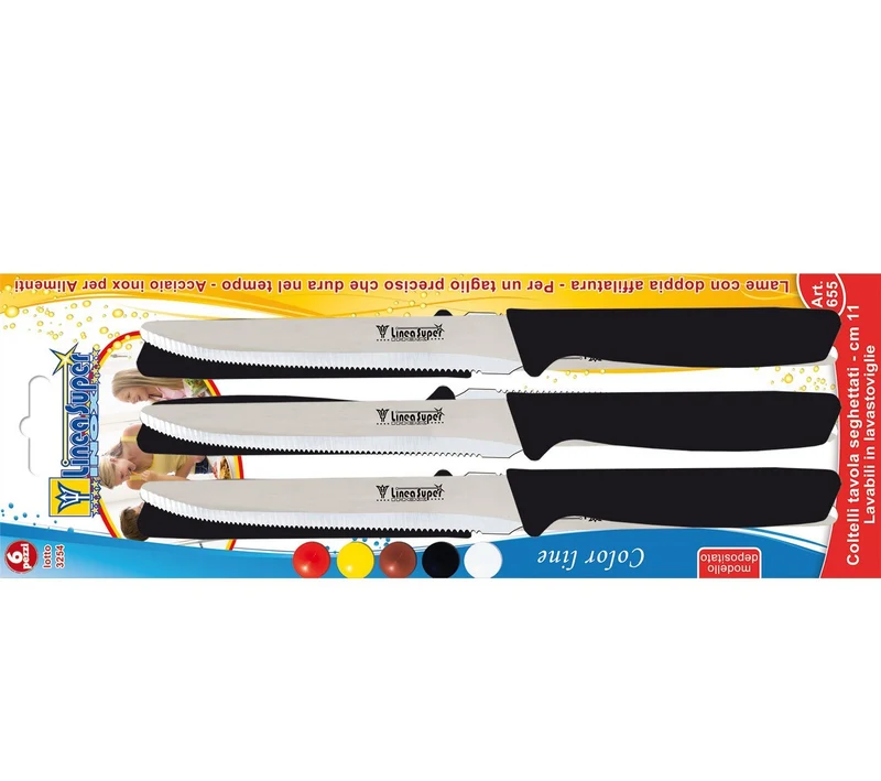 Coltelli da tavola lama 11 cm - blister 6 pezzi - confezione da 50 pz — DE LUCA Coltellerie
