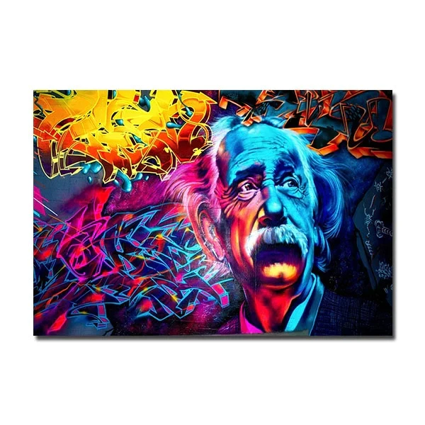 Toile Art Mural Einstein Graffiti - Décoration Unique Salon