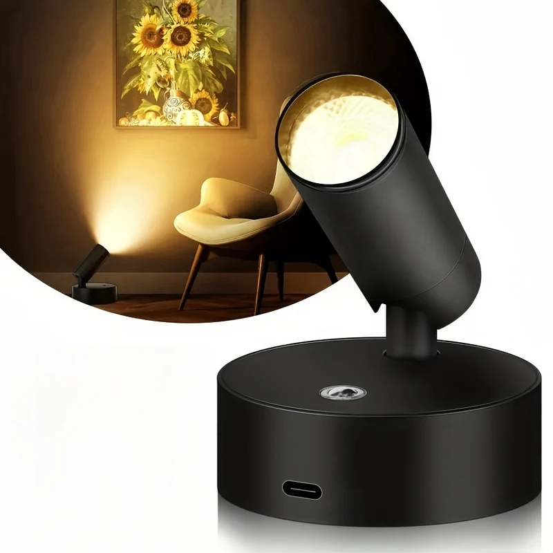 Draadloze LED Accentlamp Dimbaar met Aanraakbediening Zwart voor Kunst en Decoratie | Sansoti