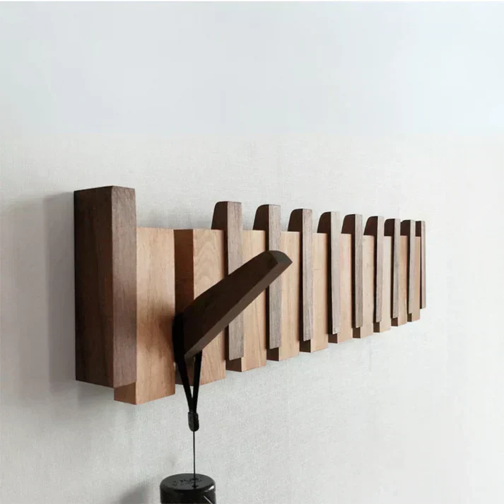 Wandkapstok Pianotoetsen Design Hout met Haken voor Gang Hal Kamer | Sansoti