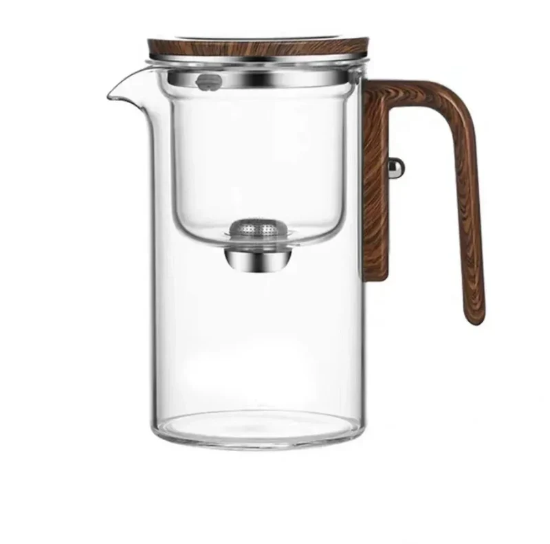 Glazen Theepot met Magnetisch Filtersysteem 520ml-720ml Borosilicaatglas Afneembare Zeef Houten Handvat Losse Thee Infuser Koffiekan | Sansoti