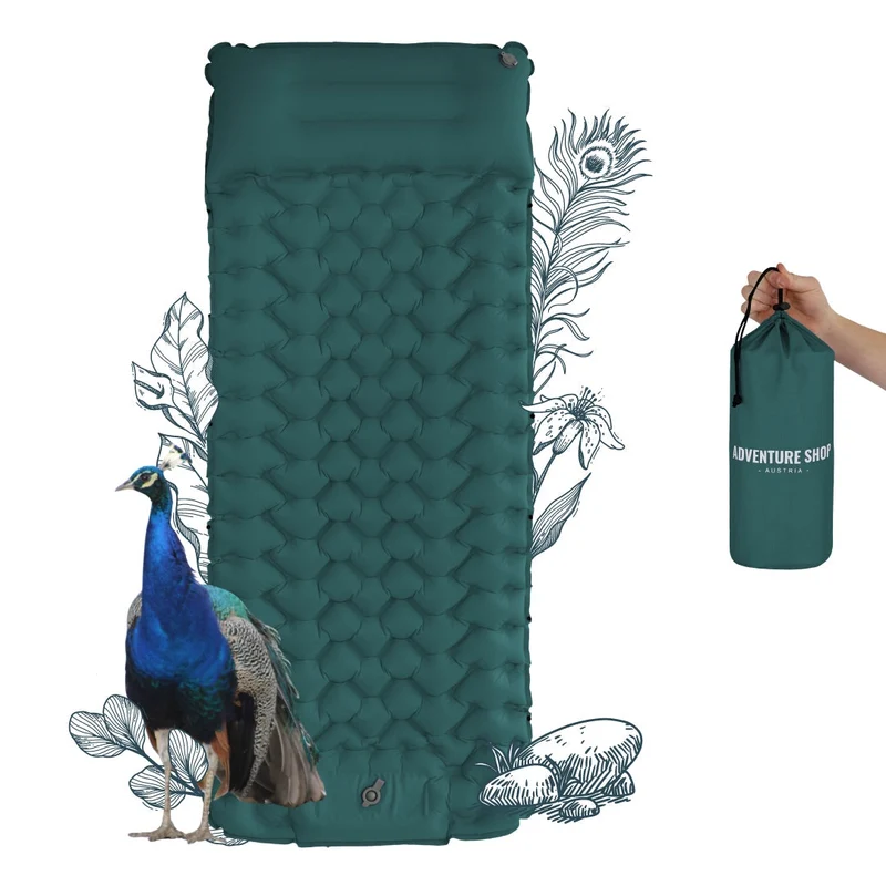 Zelfopblazende Slaapmat 8 cm Dik met Geïntegreerde Pomp Petrol Grijs Groen | Sansoti