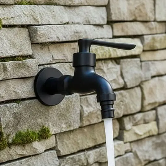 Wandkraan Mat Zwart voor Keuken Badkamer Tuin Balkon Messing Wastafelkraan Buitenkraan G1/2 Aansluiting | Sansoti